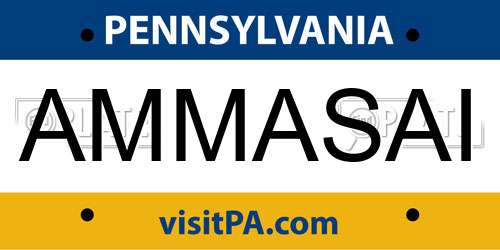 AMMASAI Pennsylvania License Plate
