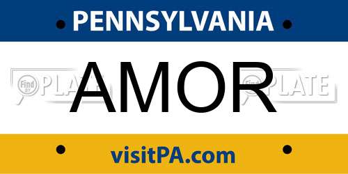 AMOR Pennsylvania License Plate