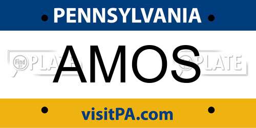 AMOS Pennsylvania License Plate