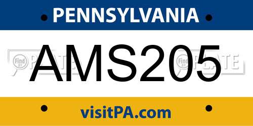 AMS205 Pennsylvania License Plate