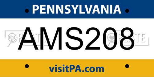 AMS208 Pennsylvania License Plate