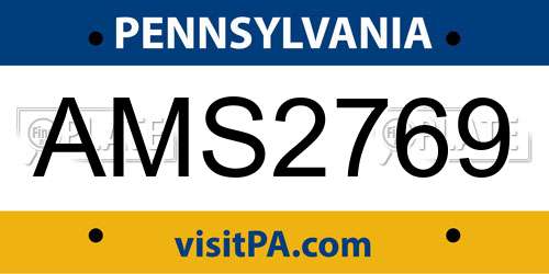 AMS2769 Pennsylvania License Plate