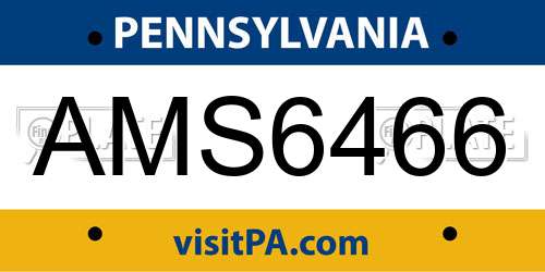 AMS6466 Pennsylvania License Plate