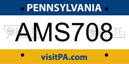 AMS708 Pennsylvania License Plate