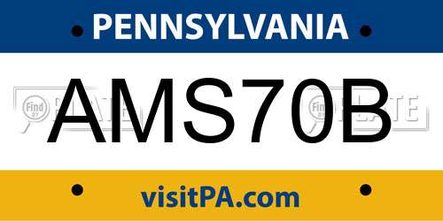 AMS70B Pennsylvania License Plate