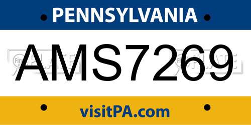 AMS7269 Pennsylvania License Plate