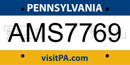 AMS7769 Pennsylvania License Plate