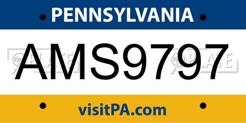 AMS9797 Pennsylvania License Plate