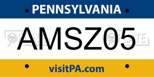 AMSZ05 Pennsylvania License Plate