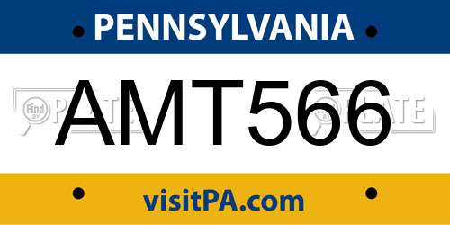 AMT566 Pennsylvania License Plate