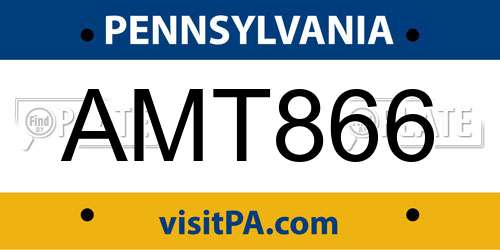AMT866 Pennsylvania License Plate