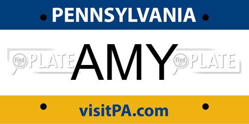 AMY Pennsylvania License Plate