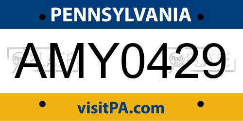 AMY0429 Pennsylvania License Plate