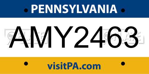 AMY2463 Pennsylvania License Plate
