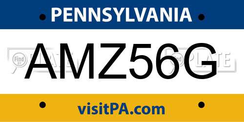 AMZ56G Pennsylvania License Plate