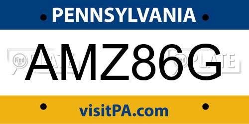 AMZ86G Pennsylvania License Plate