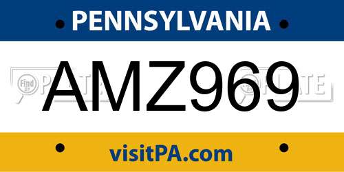 AMZ969 Pennsylvania License Plate
