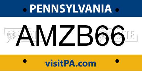 AMZB66 Pennsylvania License Plate