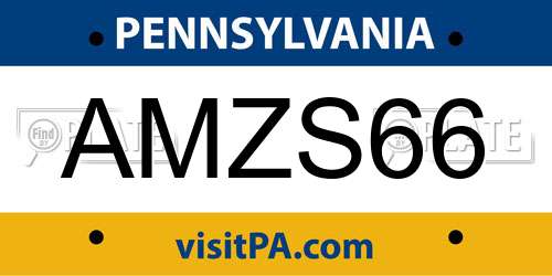 AMZS66 Pennsylvania License Plate