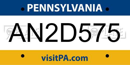 AN2D575 Pennsylvania License Plate