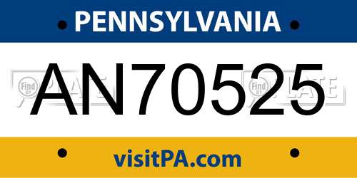 AN70525 Pennsylvania License Plate