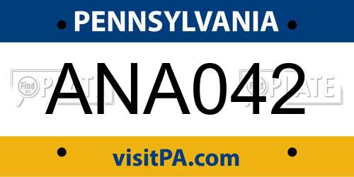 ANA042 Pennsylvania License Plate
