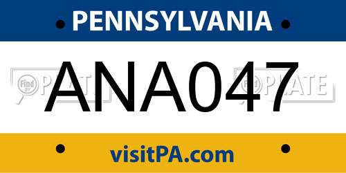 ANA047 Pennsylvania License Plate