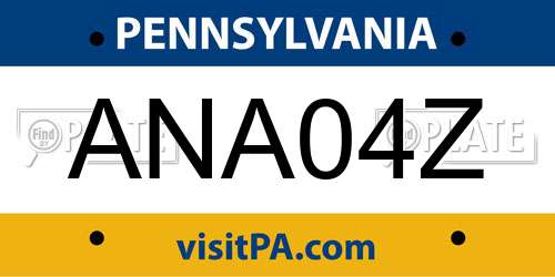 ANA04Z Pennsylvania License Plate