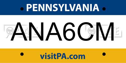 ANA6CM Pennsylvania License Plate