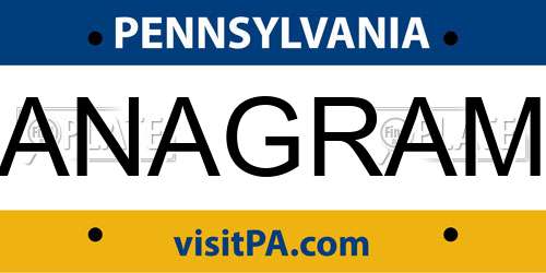 ANAGRAM Pennsylvania License Plate