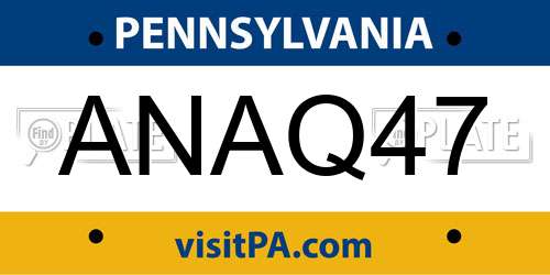 ANAQ47 Pennsylvania License Plate