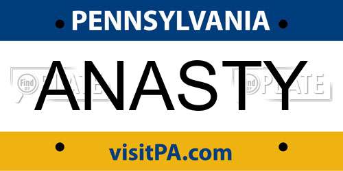 ANASTY Pennsylvania License Plate