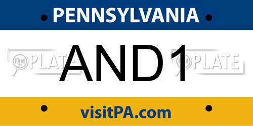 AND1 Pennsylvania License Plate