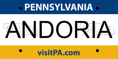 ANDORIA Pennsylvania License Plate