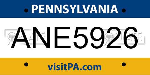 ANE5926 Pennsylvania License Plate