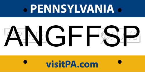 ANGFFSP Pennsylvania License Plate