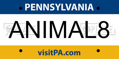 ANIMAL8 Pennsylvania License Plate