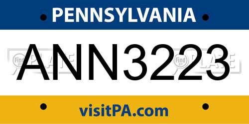 ANN3223 Pennsylvania License Plate
