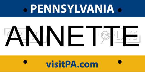ANNETTE Pennsylvania License Plate