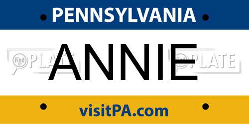 ANNIE Pennsylvania License Plate