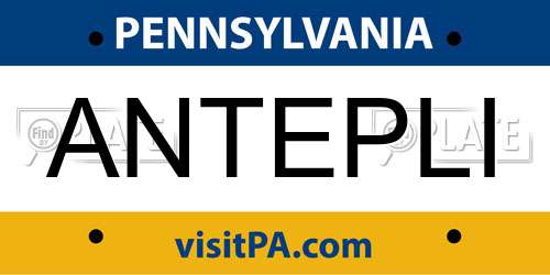 ANTEPLI Pennsylvania License Plate