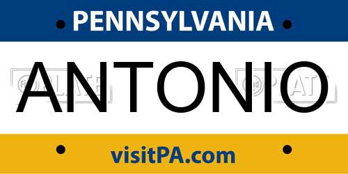 ANTONIO Pennsylvania License Plate