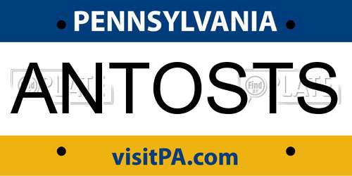 ANTOSTS Pennsylvania License Plate