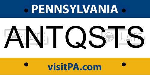 ANTQSTS Pennsylvania License Plate