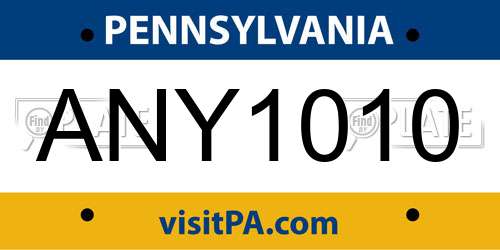 ANY1010 Pennsylvania License Plate
