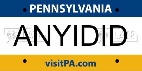 ANYIDID Pennsylvania License Plate