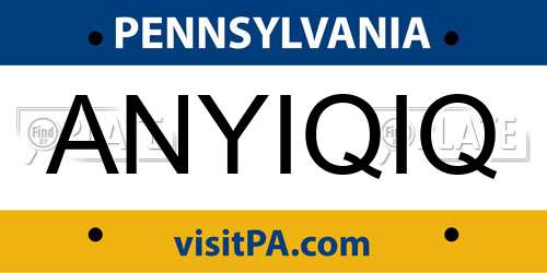 ANYIQIQ Pennsylvania License Plate