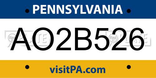 AO2B526 Pennsylvania License Plate