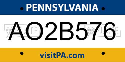 AO2B576 Pennsylvania License Plate