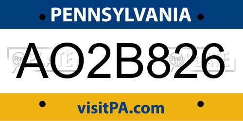 AO2B826 Pennsylvania License Plate
